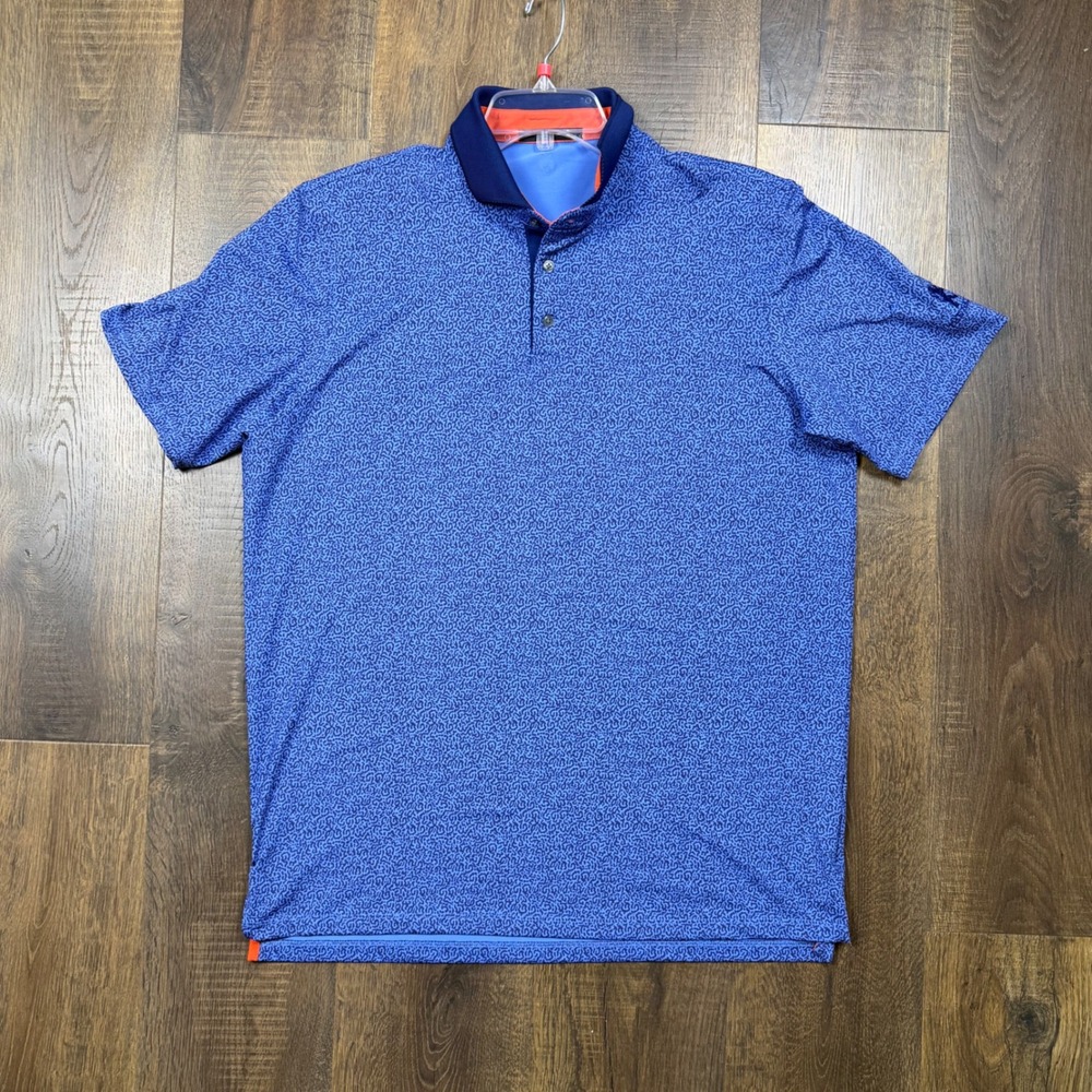 Greyson Men's Large Blue Abstract Print Performance Golf Polo Shirt Club Logo